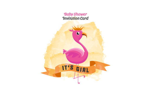 Baby Shower Card Watercolor Flamingo Print Templates for Modern Branding