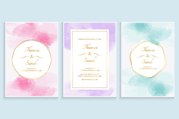 Elegant Watercolor Wedding Invitation Template for Graphic Templates Lovers