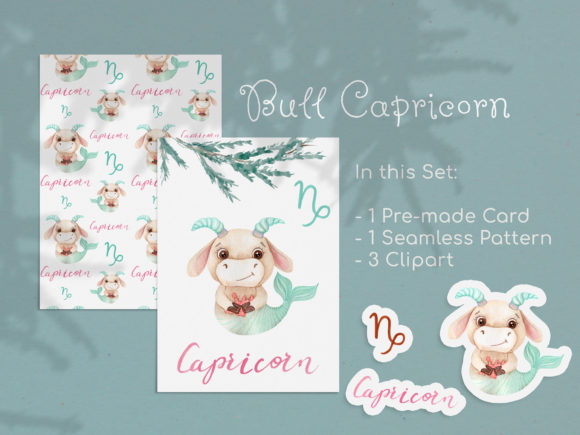 h1Watercolor Capricorn Zodiac Bull Clipart for Pattern Lovers/h1