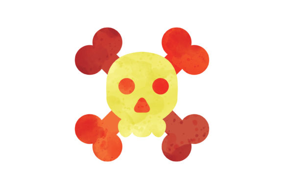 Halloween Watercolor Icon: Skull and Bone Icons for Seasonal Blog Design