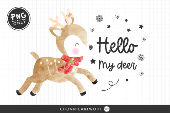 Hello My Deer Watercolor Print Templates for Digital Sellers
