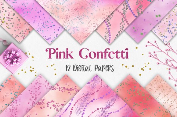 Pink Watercolor Confetti Glitter Backgrounds for Joyful Brand Visuals