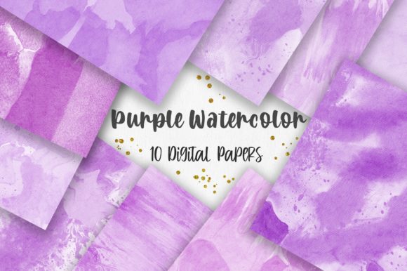 Purple Watercolor Texture Digital Papers for Branding and Background Design