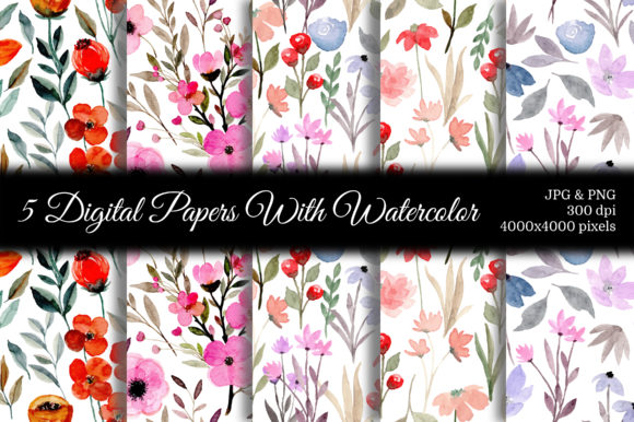 Seamless Pattern Floral Watercolor 71
