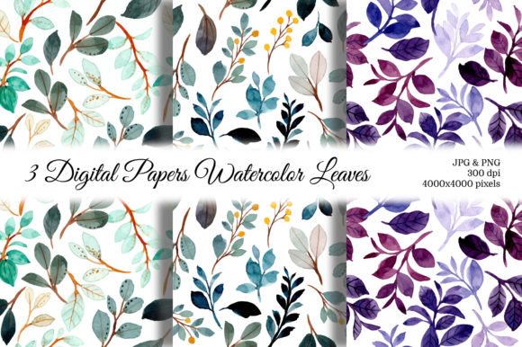 Seamless Pattern Leaves Watercolor 15 for Branding & Marketing