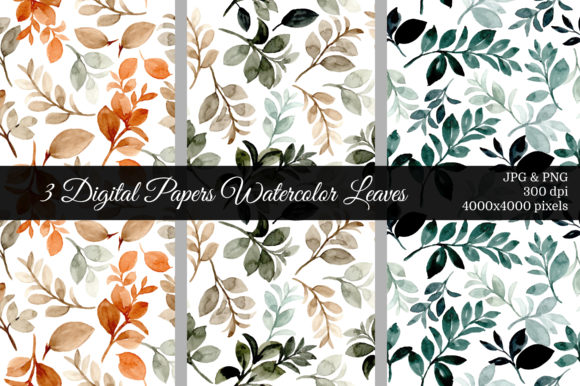 Seamless Pattern Leaves Watercolor 5 for Real Crafting & Handmade Business