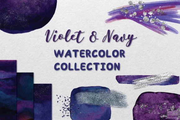 Violet and Navy Watercolor Textures for Branding and Beyond