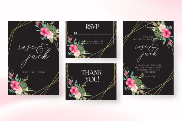 Watercolor Black Wedding Invitation Card: A Versatile Print Template for Handmade Businesses