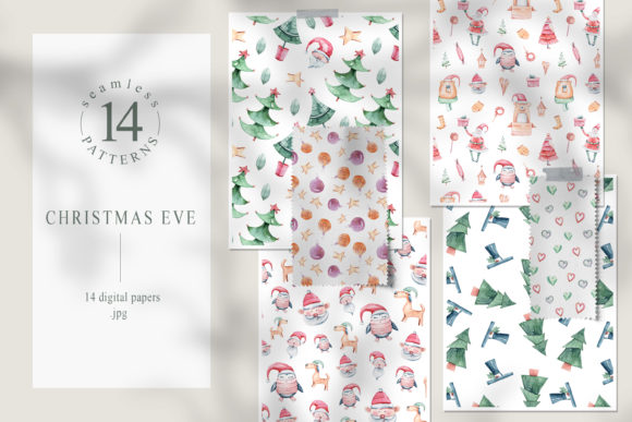 Watercolor Christmas Seamless Patterns for Blog & Editorial Design