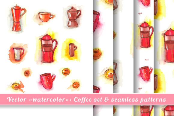 Watercolor Coffee Set: A Fresh Pattern for Bloggers and Digital Publishers