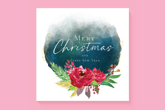 Watercolor Merry Christmas Wish Card: Festive Design for Seasonal Branding